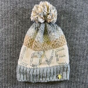 Betsey Johnson Love Beanie Womens Rhinestone Pom Pom Knit Hat One Size